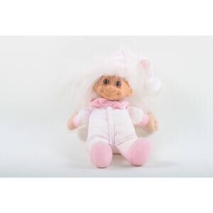 Pyjama Troll Doll Vintage Russ Norfin Toy White Hair Soft Plush Body Plastic